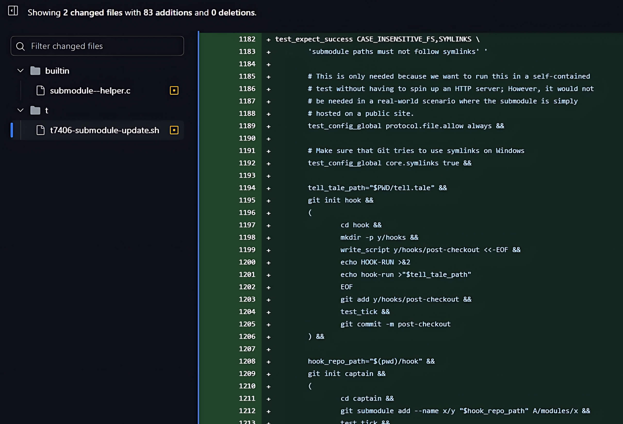扩展了测试文件 T7406-submodule-update.sh 中的代码修改,详细说明了子模块路径和符号链接的测试配置