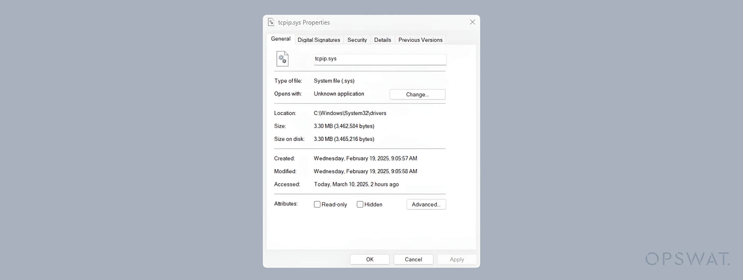 لقطة شاشة لبنية مكدس Windows TCP/IP