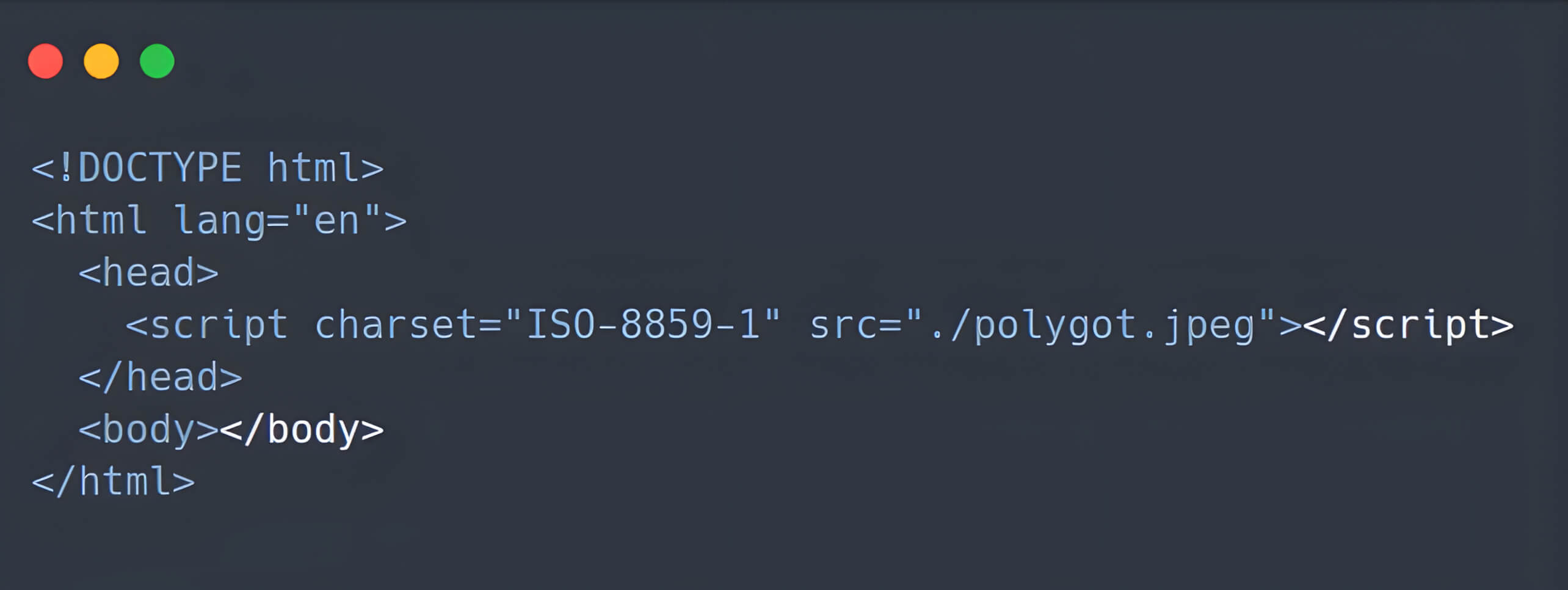 HTML code embedding a polyglot JPEG as a script