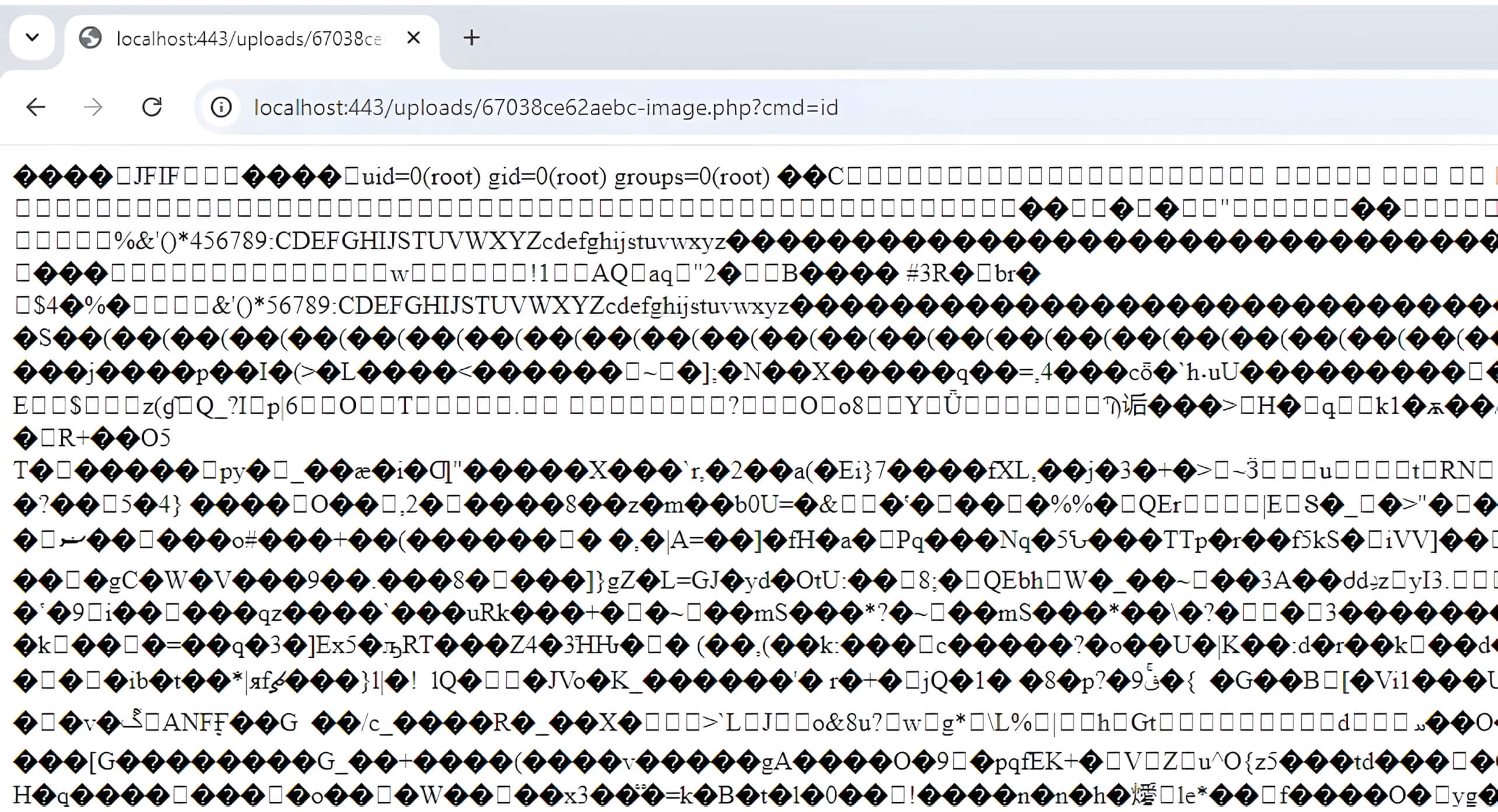 Screenshot showing an attacker gaining control of a web server through a malicious web shell