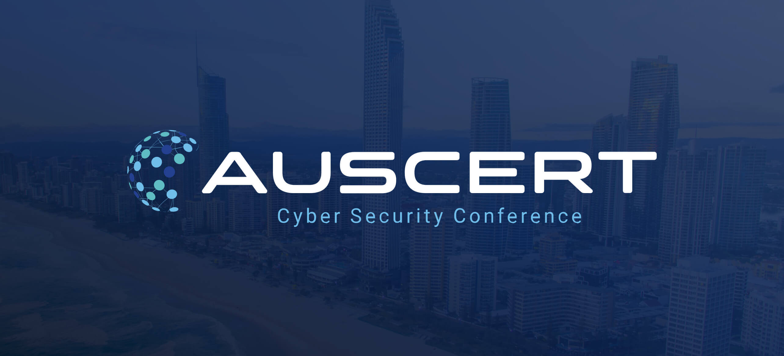 Grafische Darstellung der Auscert 2025 Cyber Security Conference mit Motiven der digitalen Sicherheit und des Event-Brandings