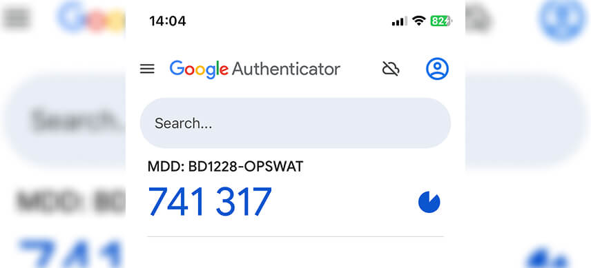 لقطة شاشة تعرض عملية تفويض كلمة المرور لمرة واحدة للموافقة في MetaDefender Drive لدعم تغييرات تكوين الفحص الآمن
