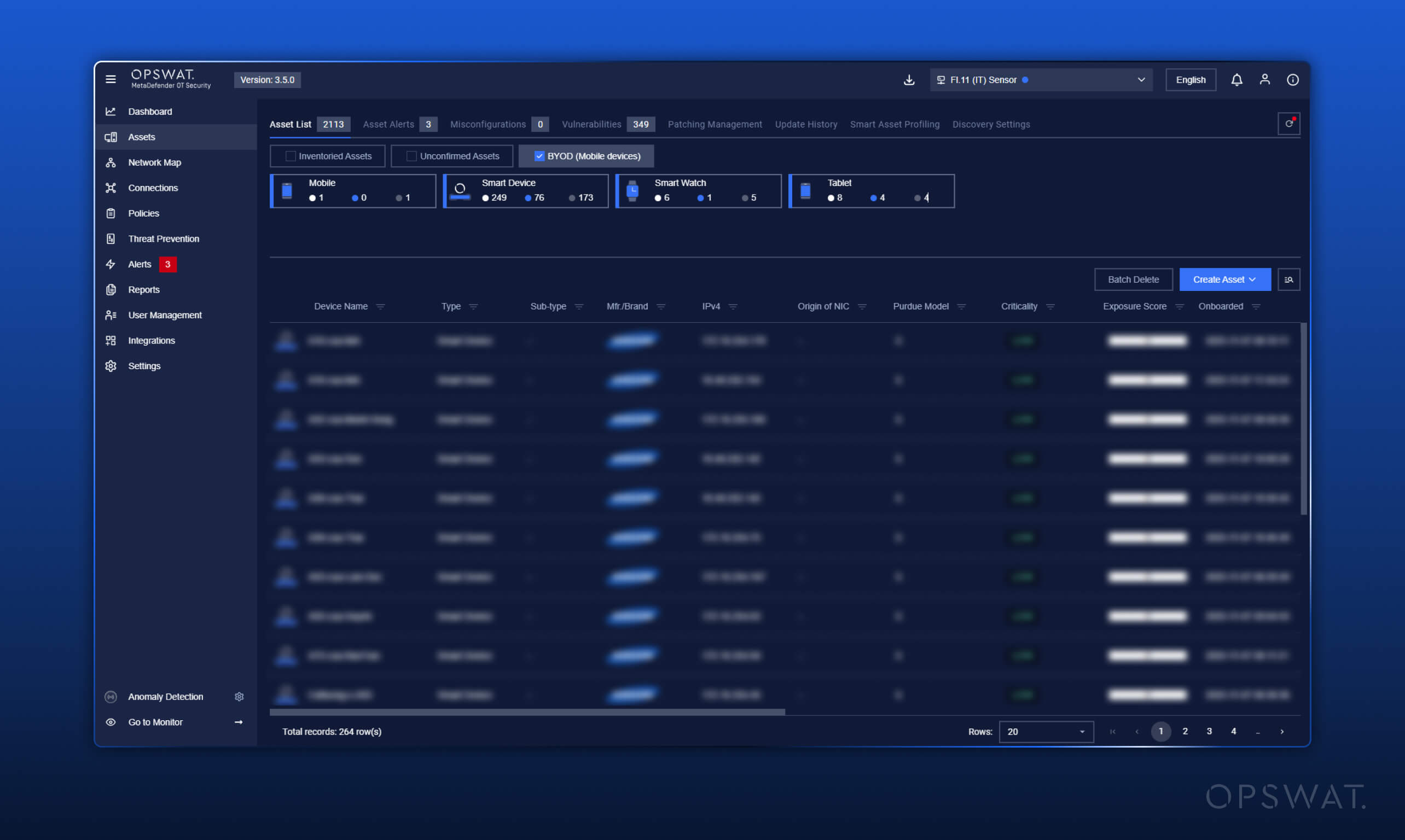 MetaDefender OT Security v3.5 UI mit BYOD-Assetliste und KI-Assistenten für IT-Integration und Transparenz