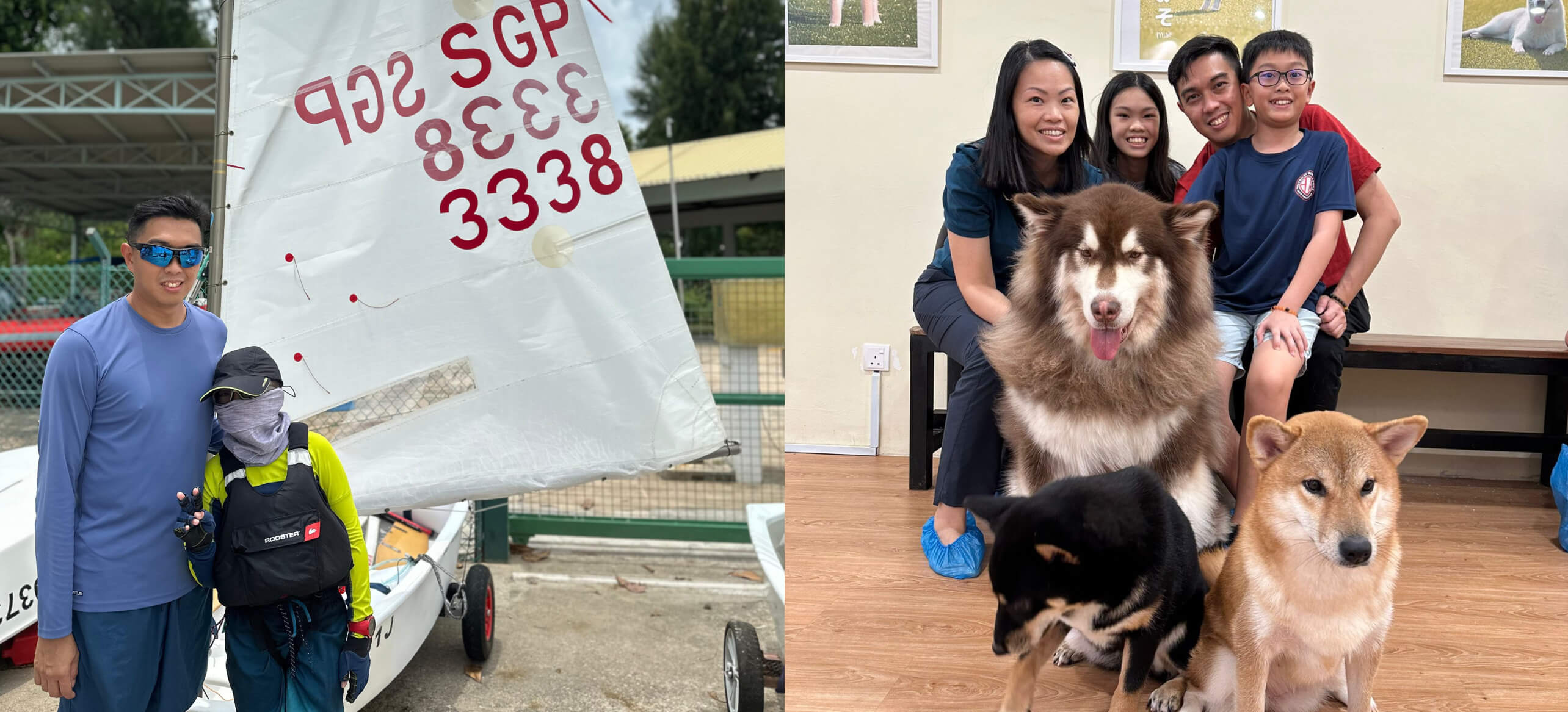 セーリングに出かけたブライアン・チャンと家族、そして3匹の愛犬と過ごす自宅での写真