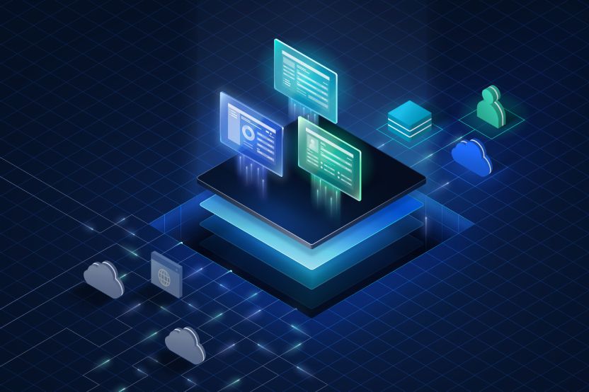 Graphic depicting MetaDefender NDR with network diagrams and cybersecurity shield icons