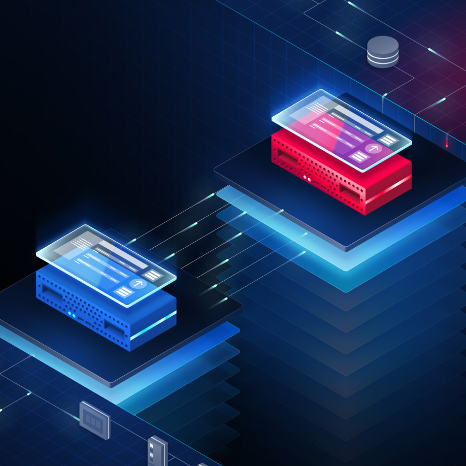 Ağ cihazlarının ve veri katmanlarının izometrik grafiği