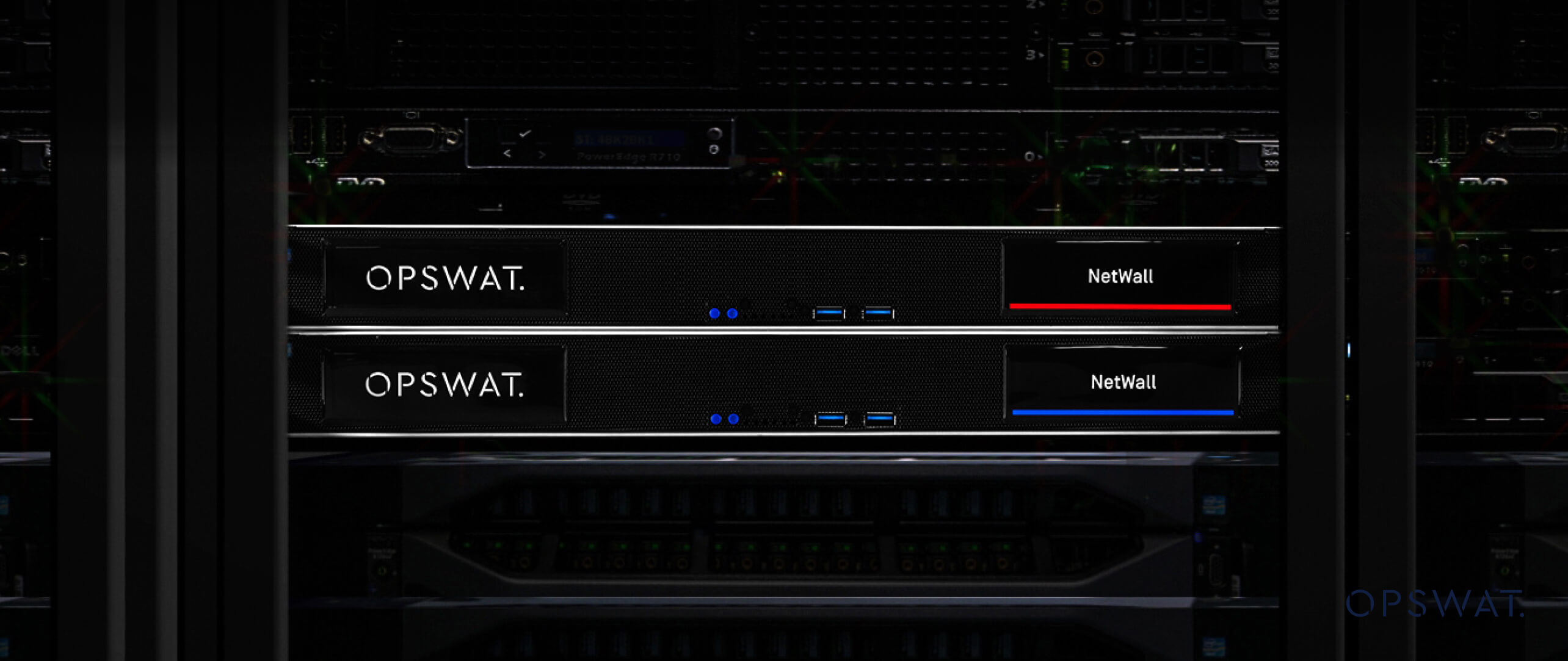 Image of OPSWAT NetWall server rack in a data center environment
