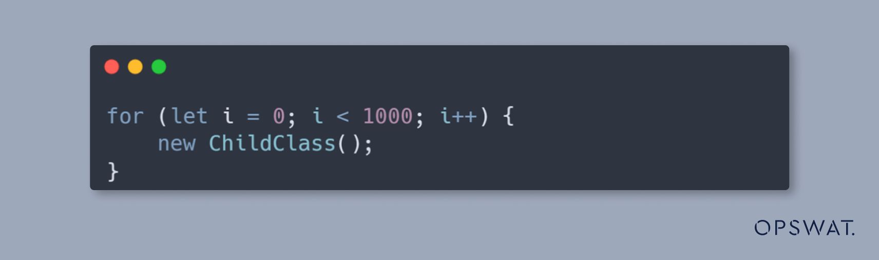 مقتطف كود جافا سكريبت قصير يوضّح حلقة إنشاء مثيلات متعددة لفئة فرعية