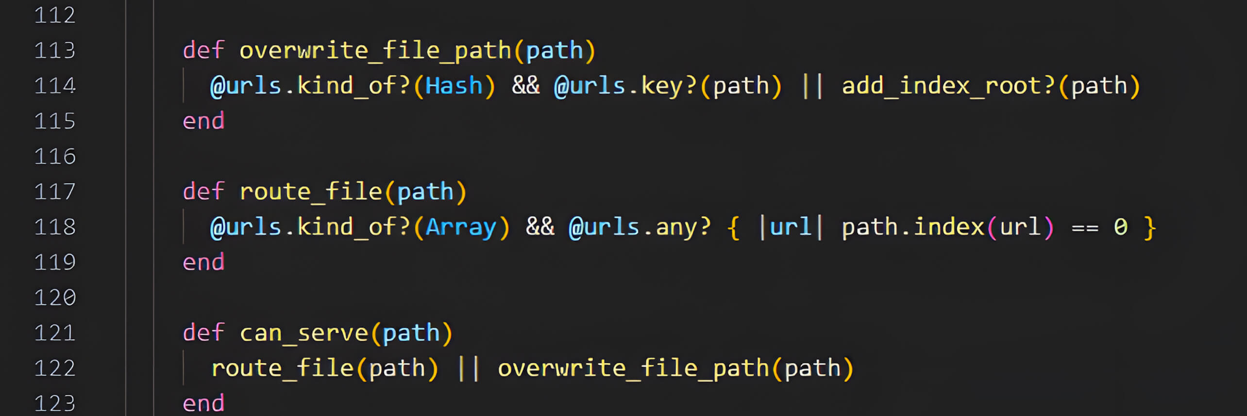 Code screenshot depicting file path construction in Rack::Static using :root and PATH_INFO