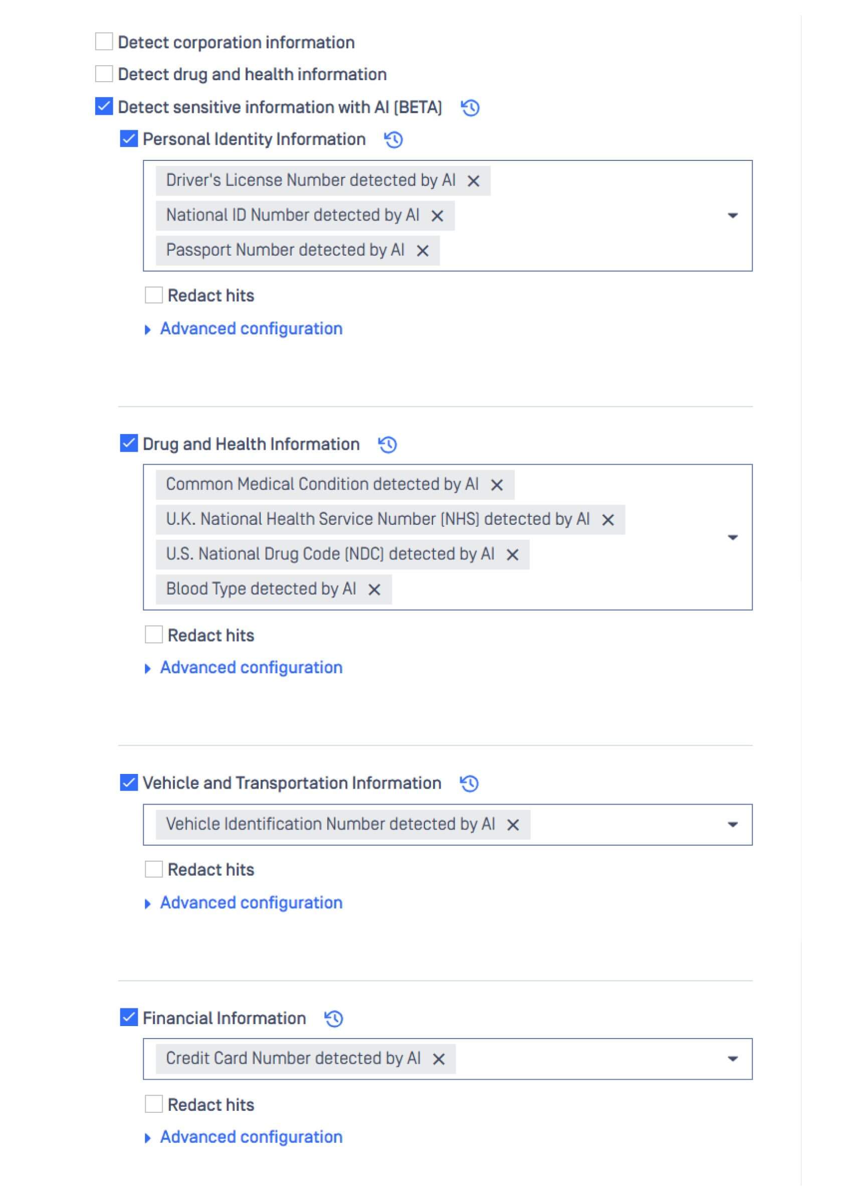 Proactive DLP 2.23.0 cài đặt UI hiển thị khả năng phát hiện PII được hỗ trợ bởi AI mở rộng cho các loại dữ liệu nhạy cảm
