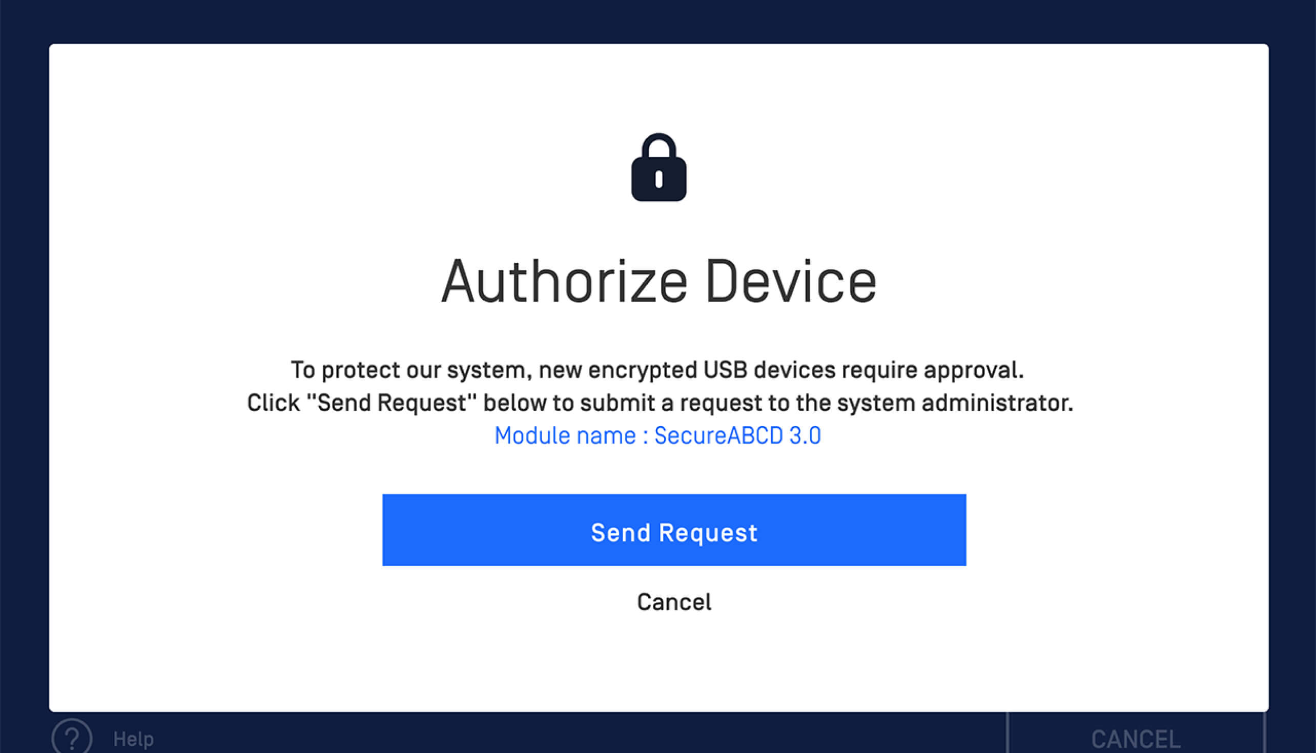OPSWAT MetaDefender Kiosk'ta yeni bir şifrelenmiş USB cihazı için yönetici onayı gerektiren bir güvenlik istemi