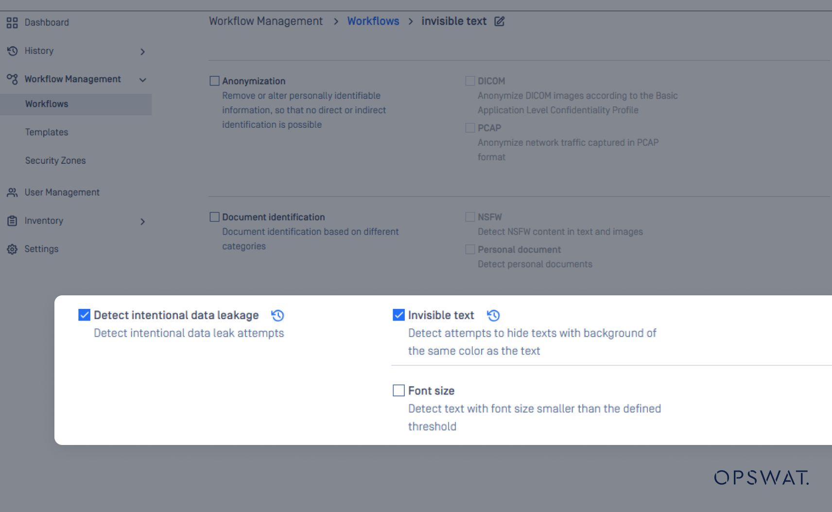 Systembenachrichtigung über erkannte sensible Daten, einschließlich unsichtbarem Text, in einem gescannten Dokument