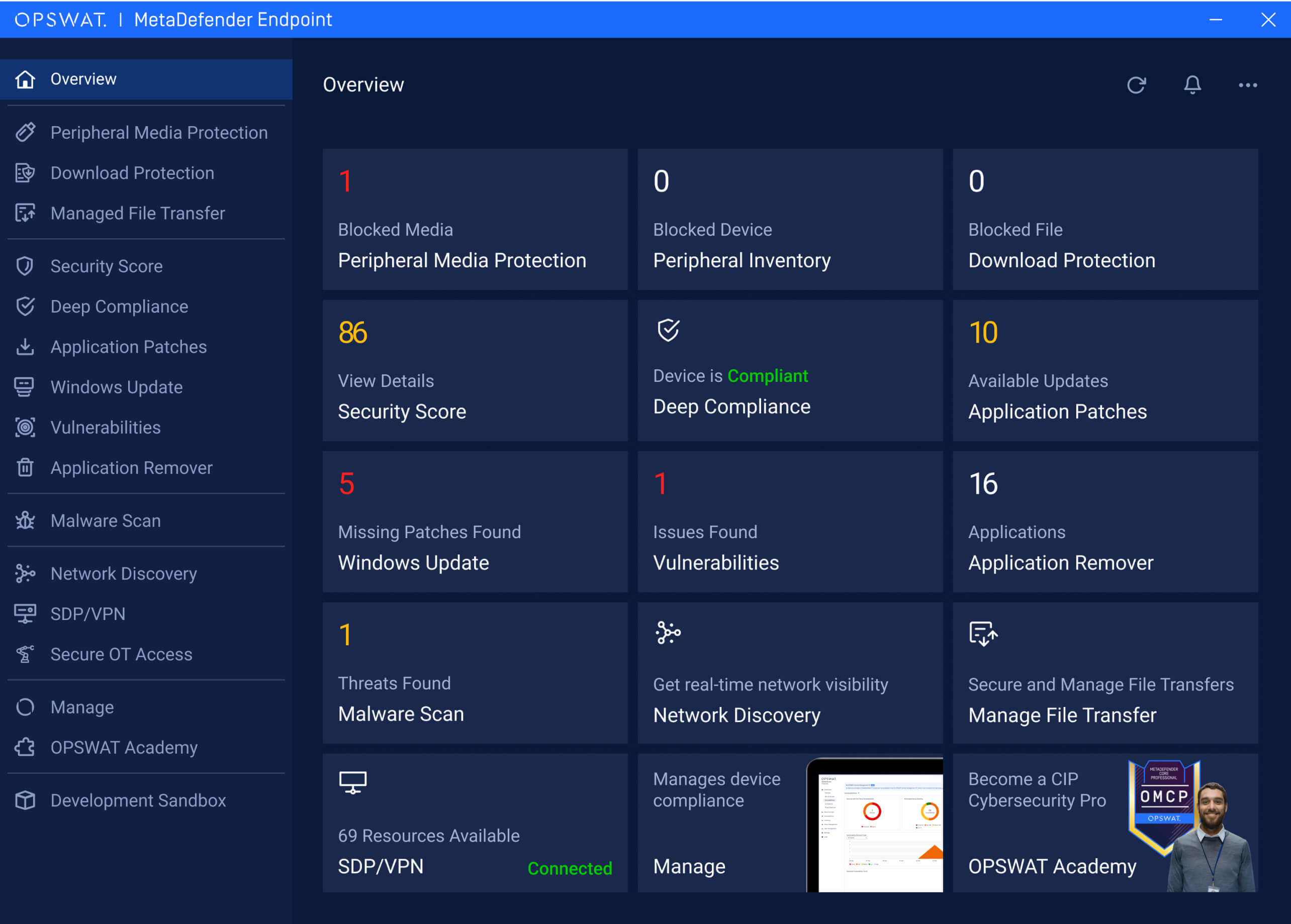 MetaDefender Endpoint , gelişmiş kullanılabilirlik için genişletilmiş düzeni gösteren yeniden tasarlanmış kullanıcı arayüzü