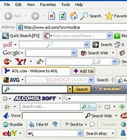 The image above displays an extreme situation where the user has too many toolbar extensions installed in their browser.