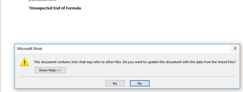 DDE Attack Warning Message Yes or No