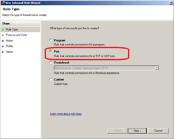 Specify rule for TCP or UDP port