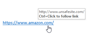 Displayed Hyperlink Doesn't Match Real Hyperlink