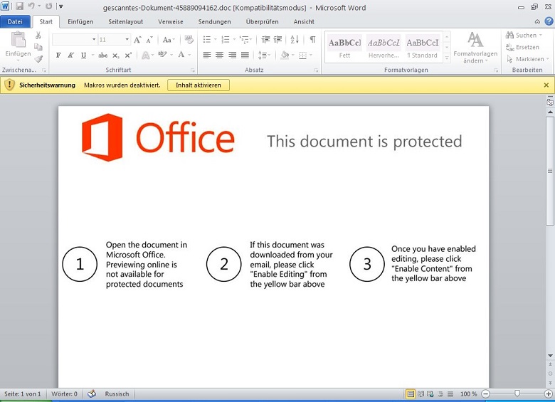 Malicious Microsoft Word Document