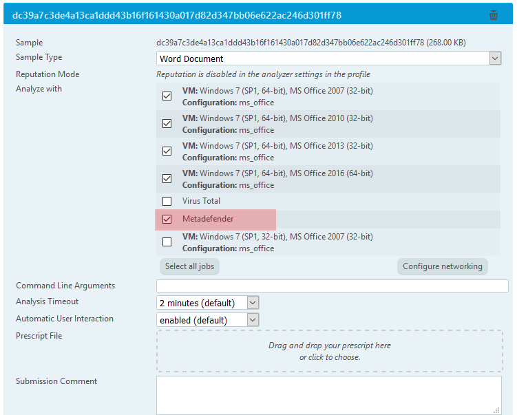 VMRay Analyzer with MetaDefender