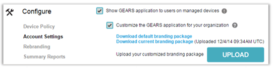 Gears Account Settings