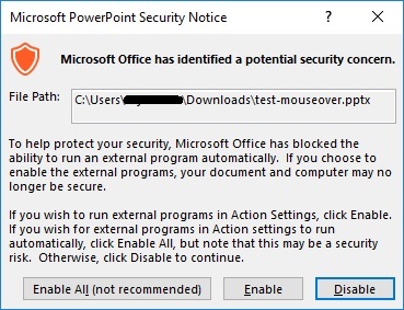 Enable External Programs Popup