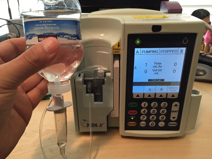 Rigged IV pump