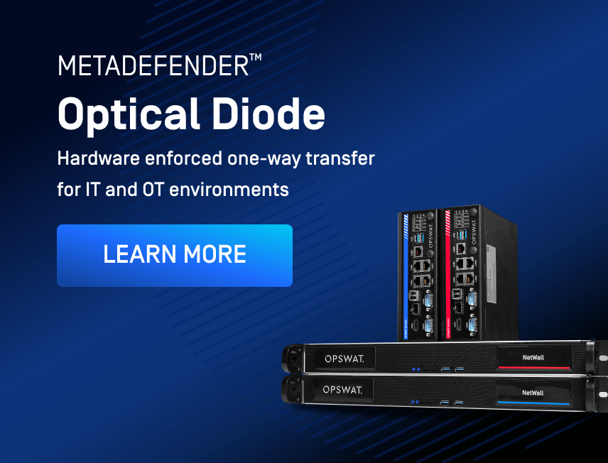 MetaDefender Optical Diode banner, amely a készüléket mutatja a 'Learn More' gombbal