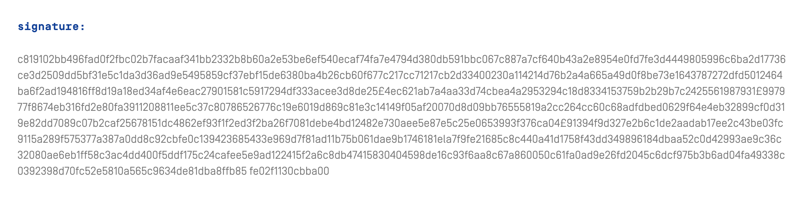 代表文件加密签名的长字符串