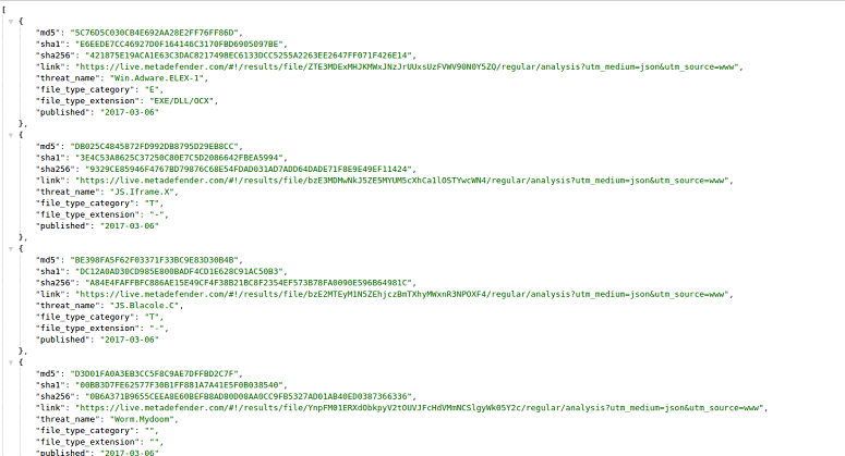 MetaDefender Threat Intelligence Feeds Screenshot