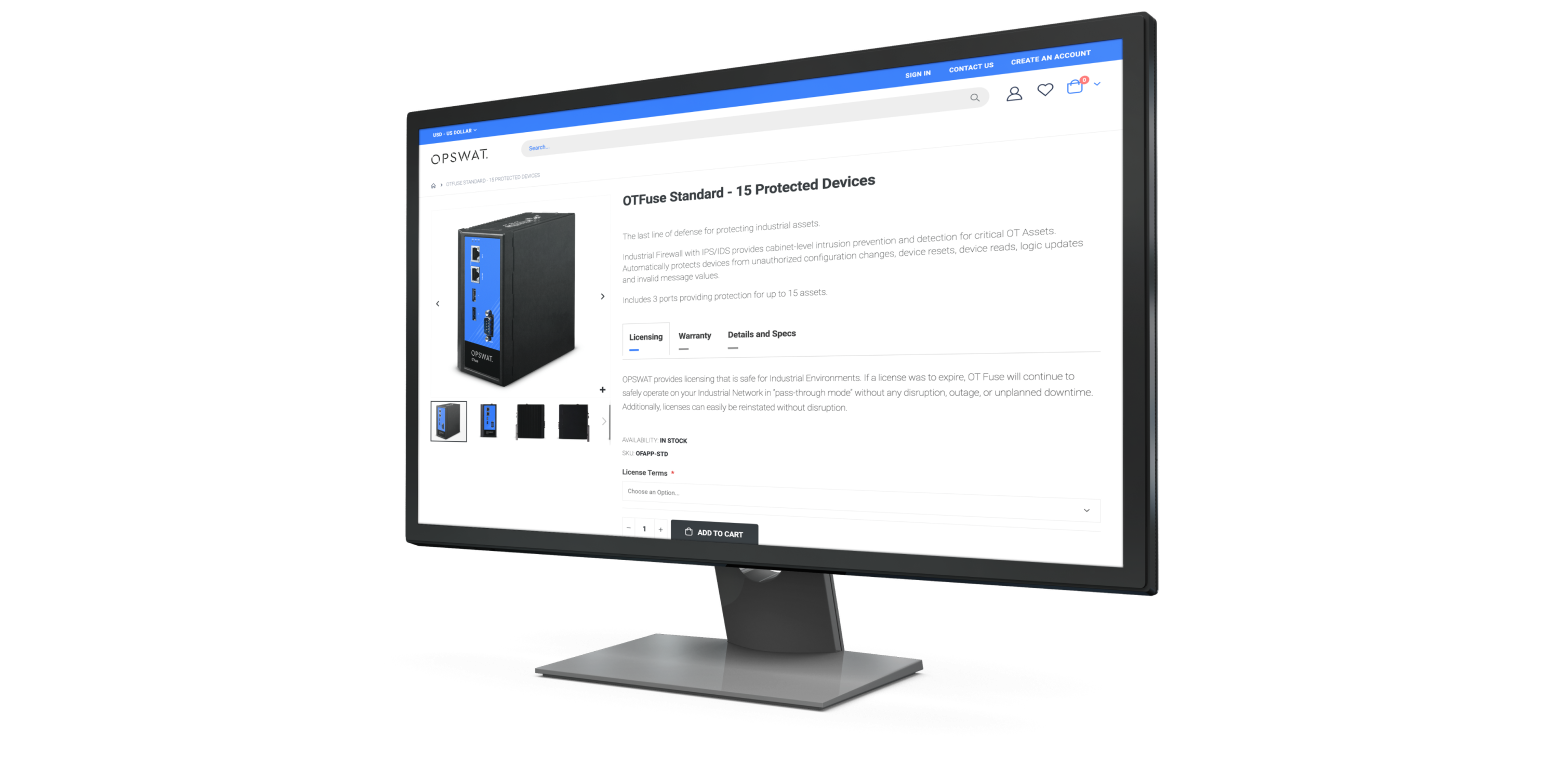 MetaDefender Industrial Firewall Screenshot for OPSWAT's Expanded Online Store