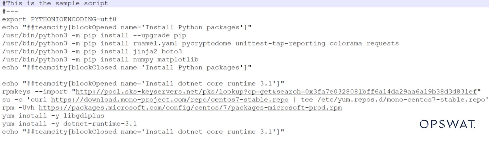 Security scan outcome for a shell script file