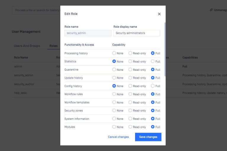 Ảnh chụp màn hình opswat Bảng điều khiển quản lý người dùng giải pháp bảo mật ứng dụng