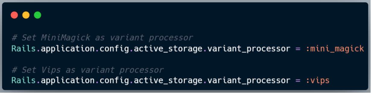 Ruby on Rails Active Storage 程式碼顯示 variant_processor 設定,與 CVE-2025-24293 相關