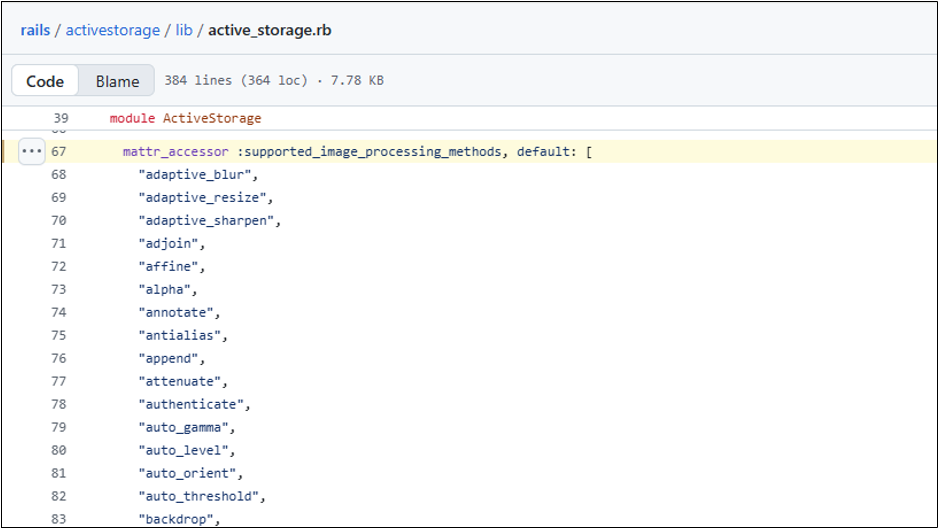 active_storage.rb 的程式碼截圖顯示與 CVE-2025-24293 連結的支援影像處理方法
