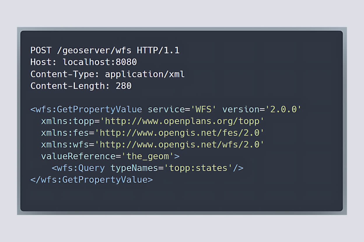 Operação GetPropertyValue do WFS que devolve uma propriedade XML