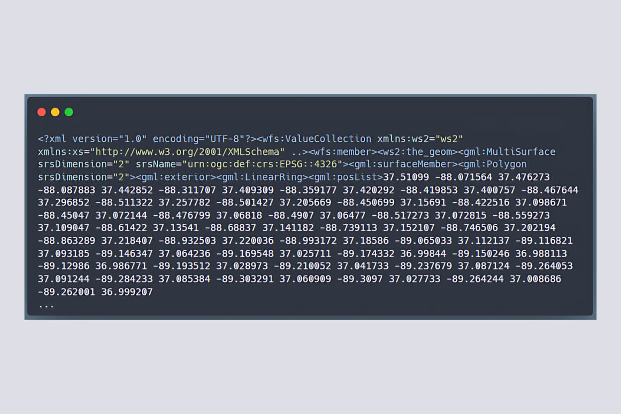 Estrutura de resposta XML do WFS GetPropertyValue