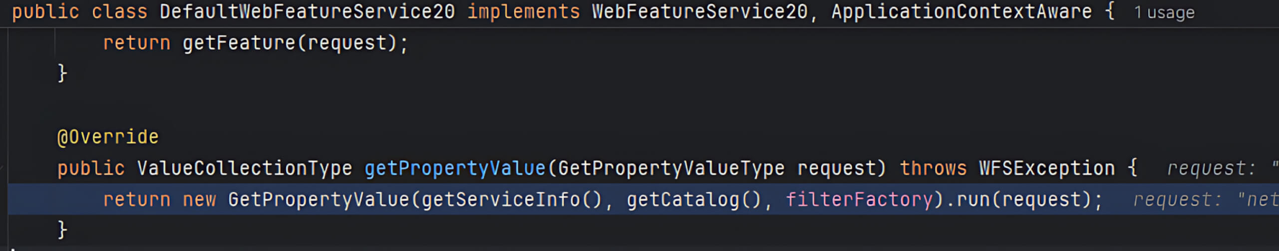 Handler run() method receiving user request with valueReference parameter