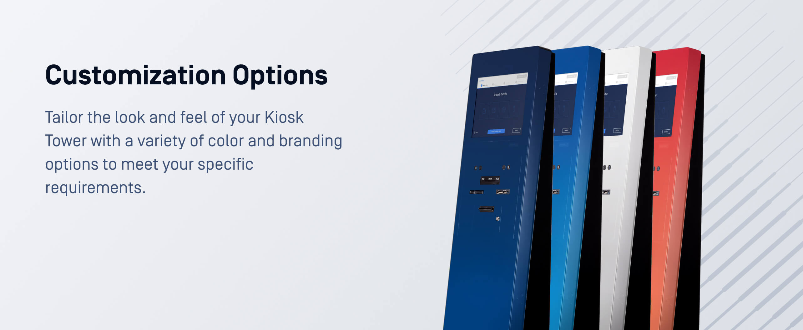 product photo showing color customization options for the MetaDefender Kiosk Tower