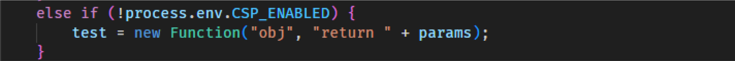 CSP(コンテンツ・セキュリティ・ポリシー)が有効な場合の関数実行を示す、ハイライトされたJavaScriptのスニペット