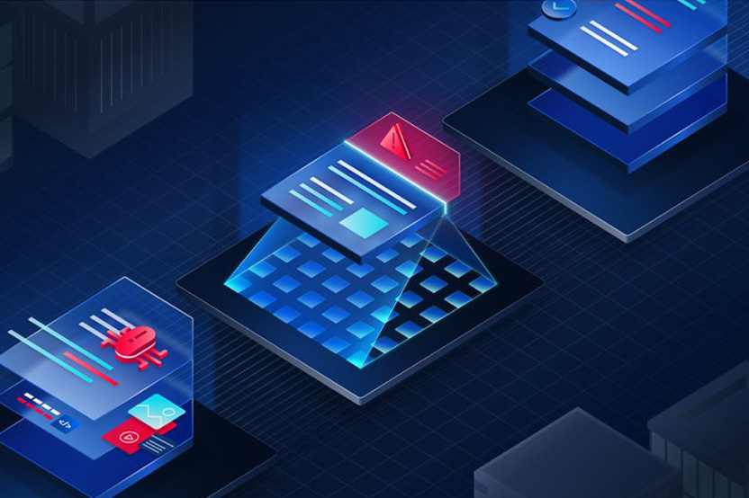 Futuristic graphic of digital files with security icons, illustrating the future of file security