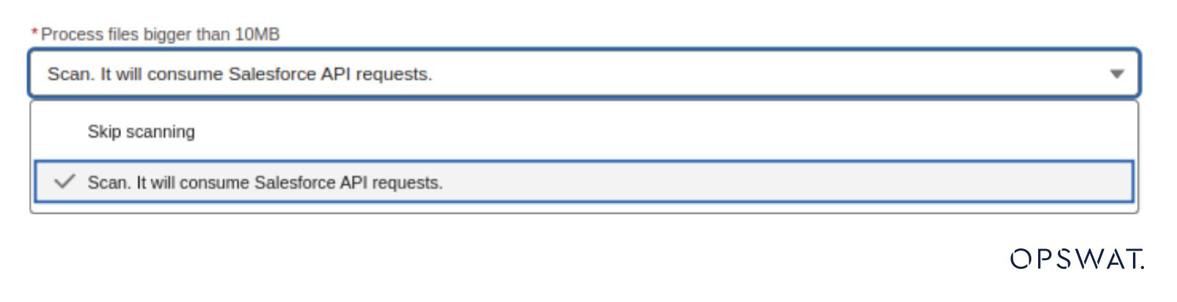 Setting dropdown menu to enable scan