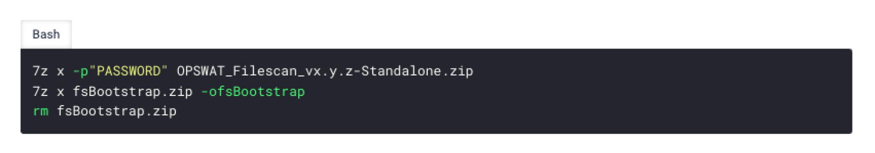 terminal commands for unpacking files with 7zip and removing the archive