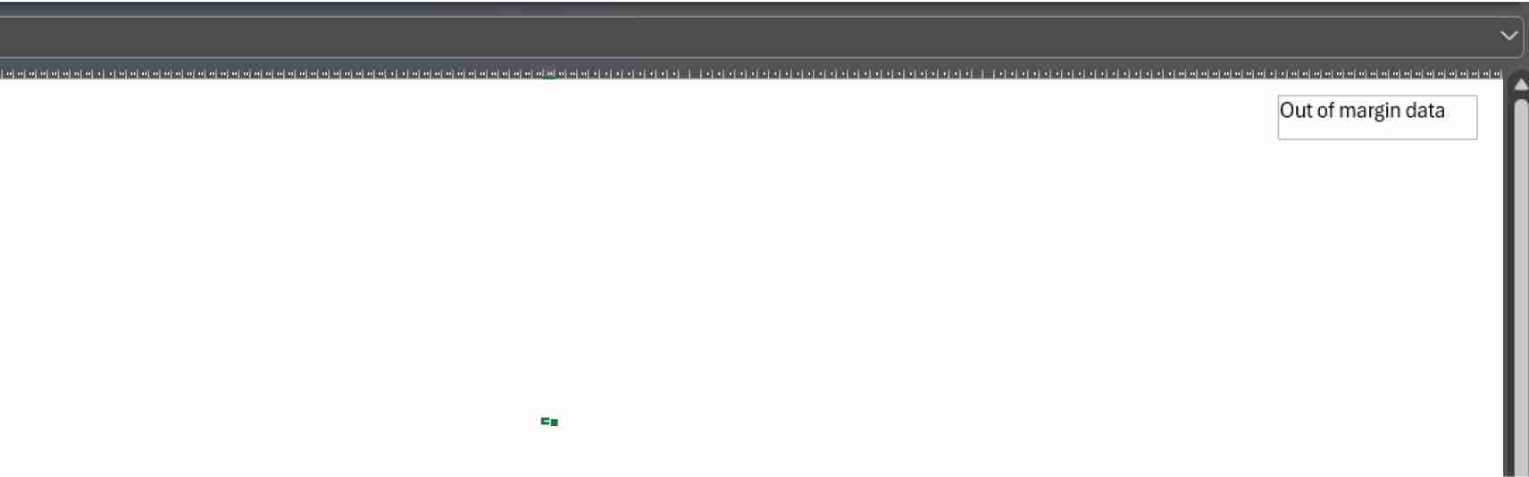 Görünür alanın dışındaki verilerle ilgili bir mesaj içeren boş bir e-tabloyu gösteren ekran görüntüsü