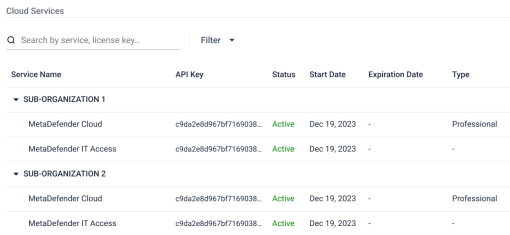 Highlighted view of license slot activation and offline license options