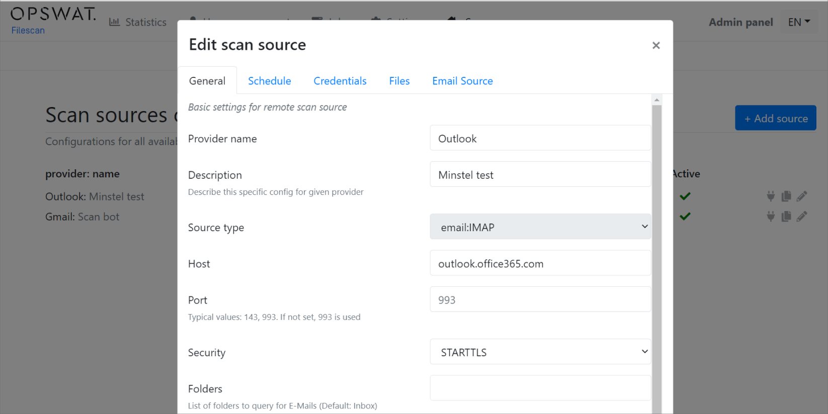 opswat filescan 編輯掃描來源設定 螢幕截圖