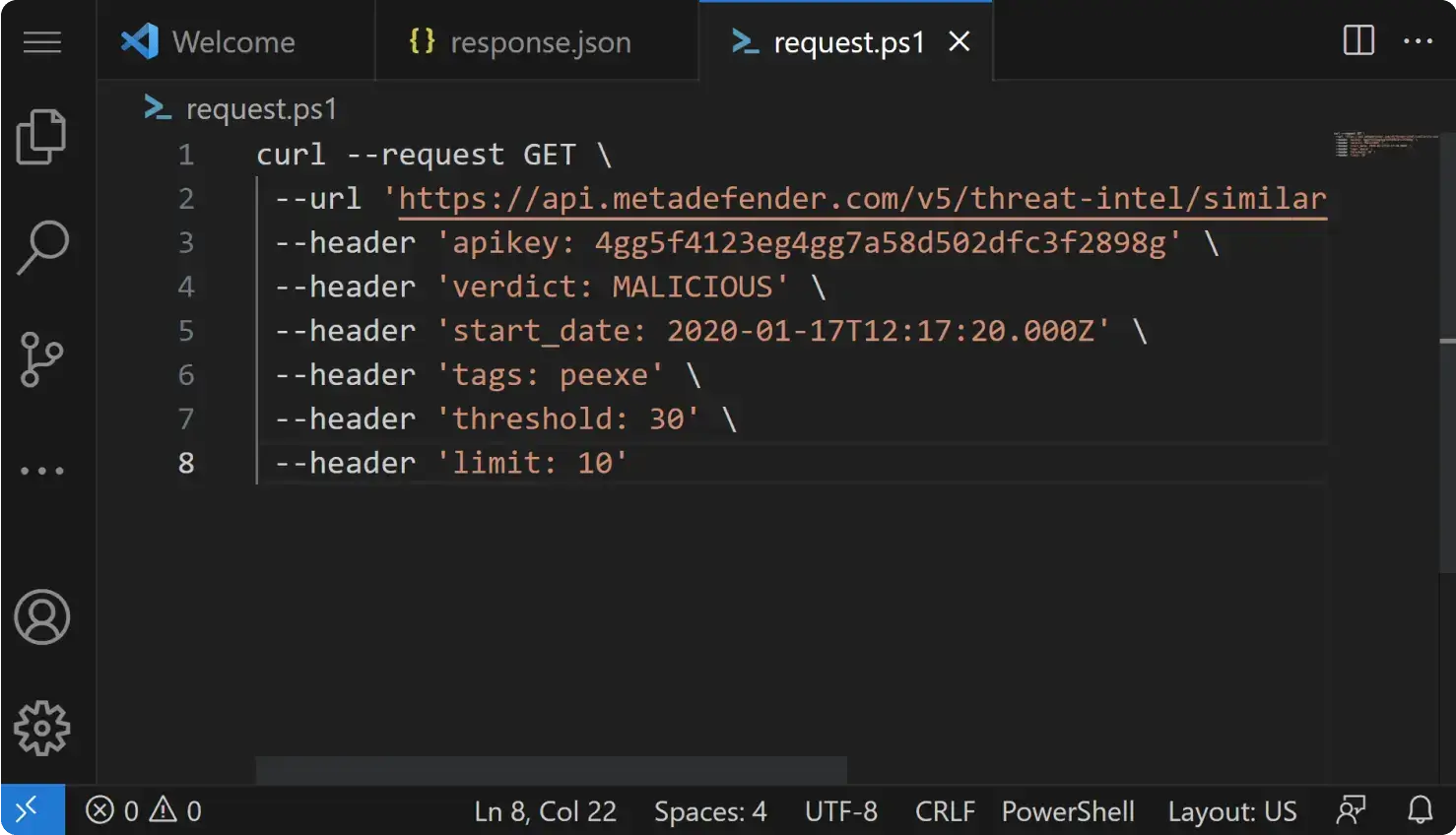 captură de ecran opswat threat intelligence  cerere de căutare prin similitudine